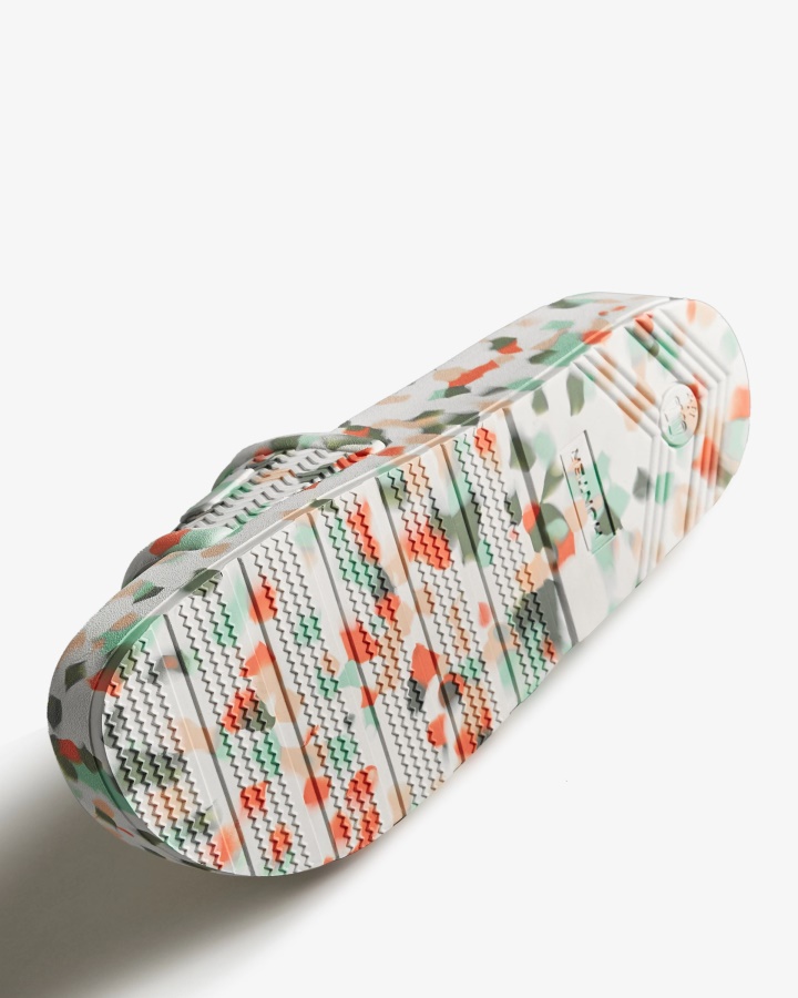 Hunter Męskie Kwiatowe Marmurowe Slajdy Białe