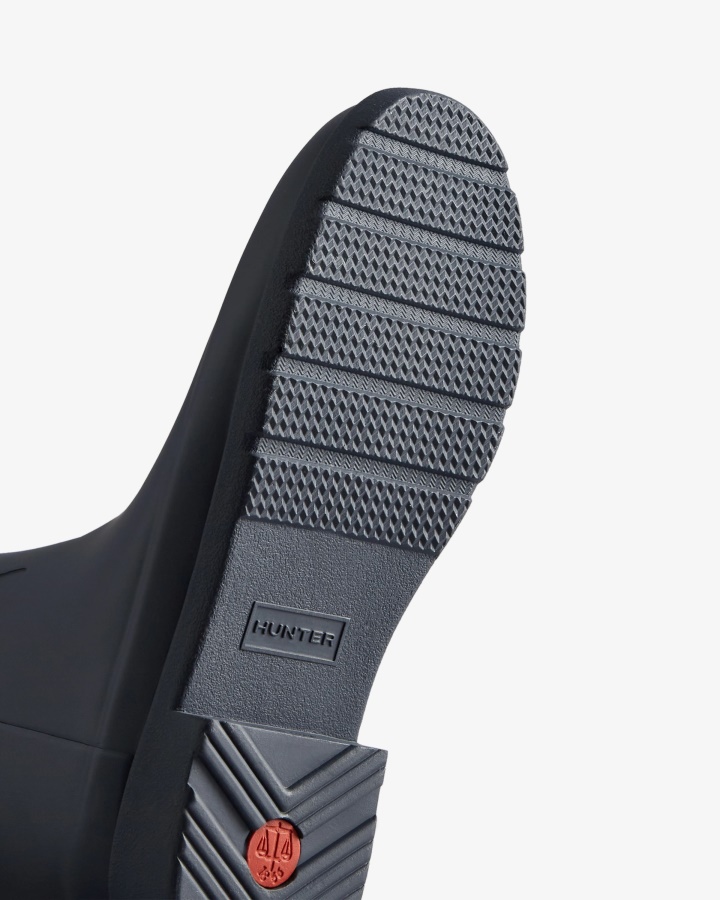 Wyrafinowane Damskie Wysokie Kalosze Przeciwdeszczowe Hunter W Kolorze Granatowym