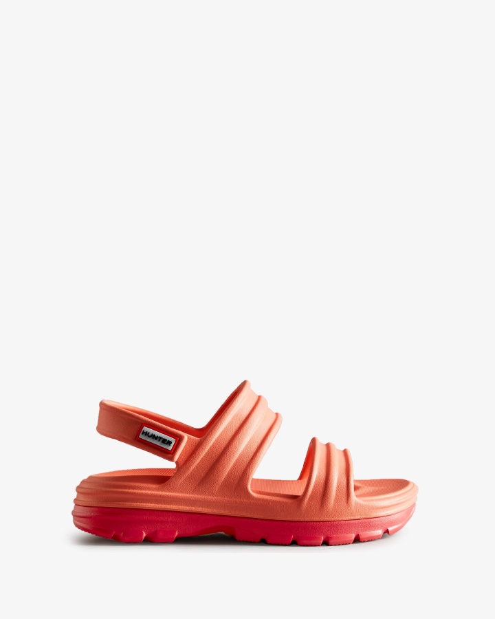 Hunter Damskie Kwiatowe Sandały Sun-cup Pomarańczowo-jarzębinowe Różowe