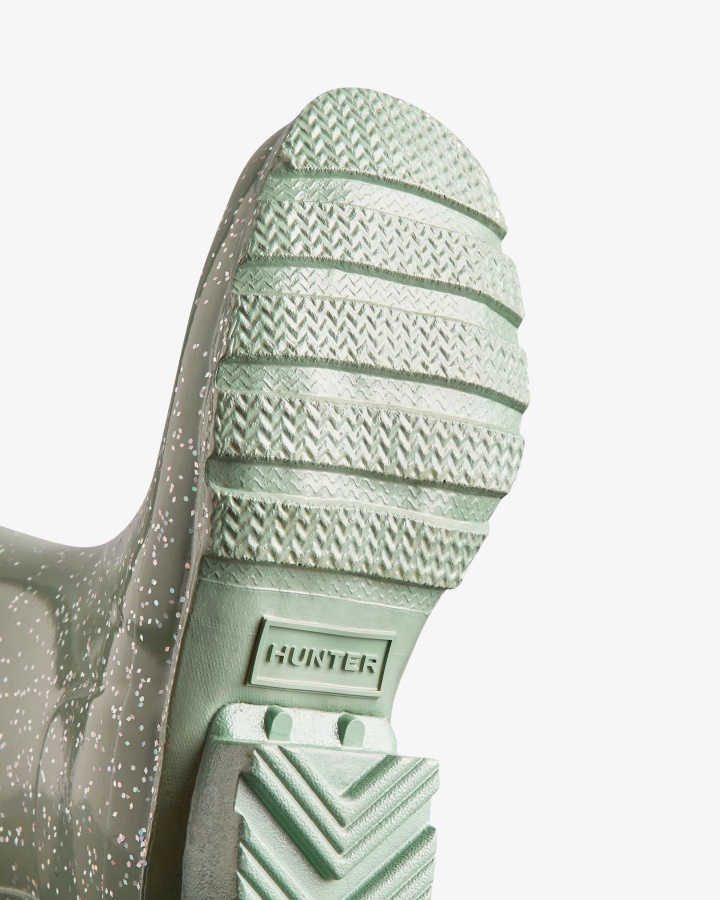 Hunter Duże Dzieci (5-11 Lat) Gigantyczne Brokatowe Kalosze Słodka Wichura Zielona