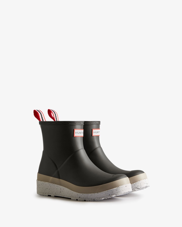 Hunter Damskie Krótkie Kalosze Do Gry W Plamki Czarno-stalowe Szaro-ostrogowe