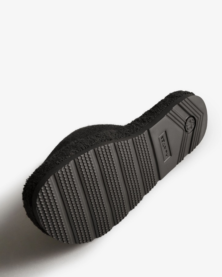 Hunter Damska Frotte Frotte Platforma Plażowa Regulowana Zjeżdżalnia Czarna