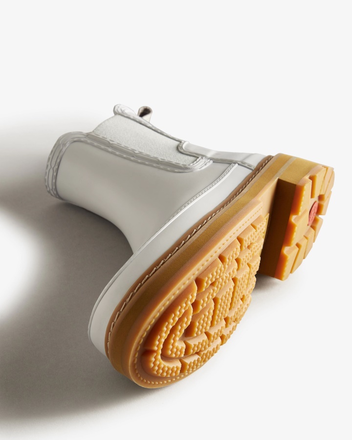 Hunter Damskie Botki Chelsea Z Wyrafinowanym ściegiem, Spurrey White