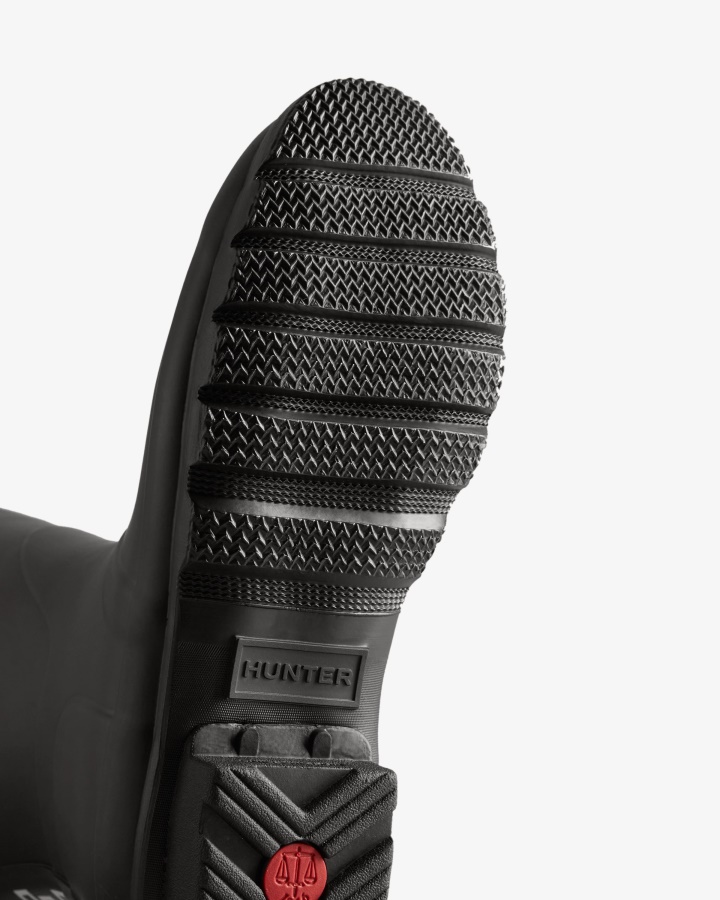 Hunter Damskie Wysokie Kalosze Z Paskiem Na Plecach Czarno-białe