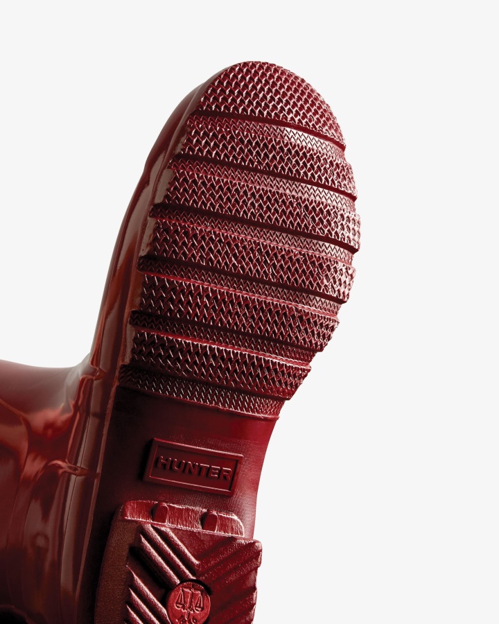 Oryginalne Damskie Buty Przeciwdeszczowe Z Krótkim Połyskiem Hunter Jesienno-czerwone