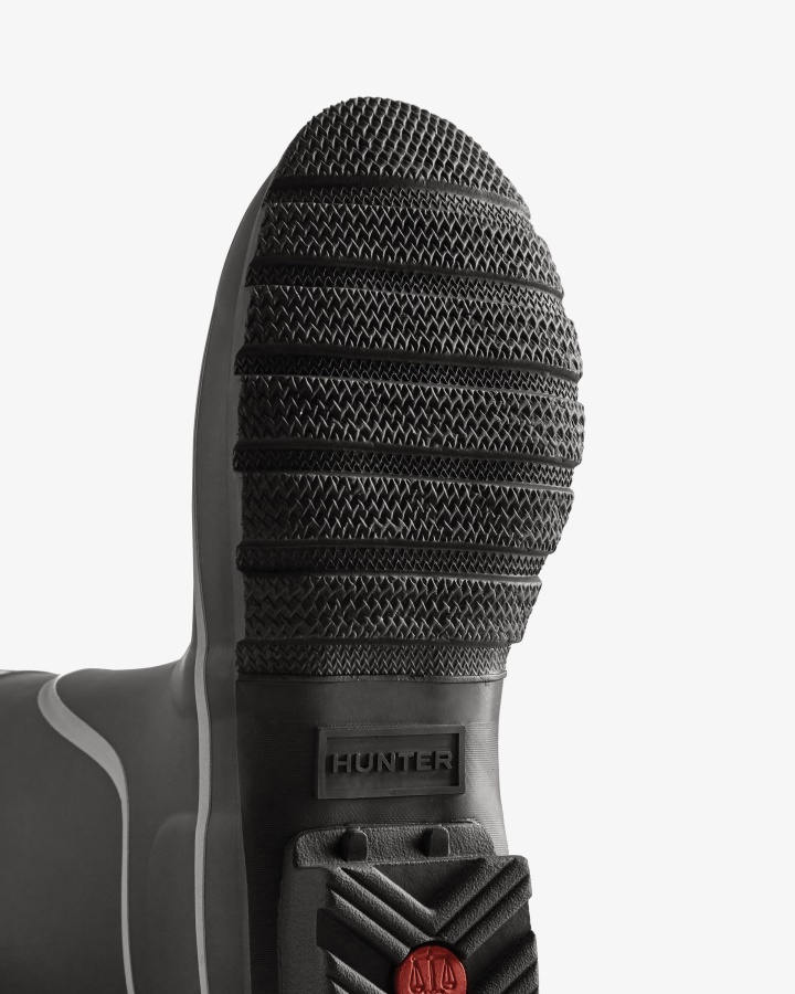 Hunter Damskie Odblaskowe Krótkie Kalosze Przeciwdeszczowe Czarne