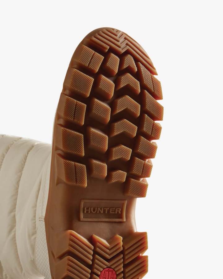 Hunter Nieustraszone Ocieplane Wysokie śniegowce Damskie Białe Wierzby-gum