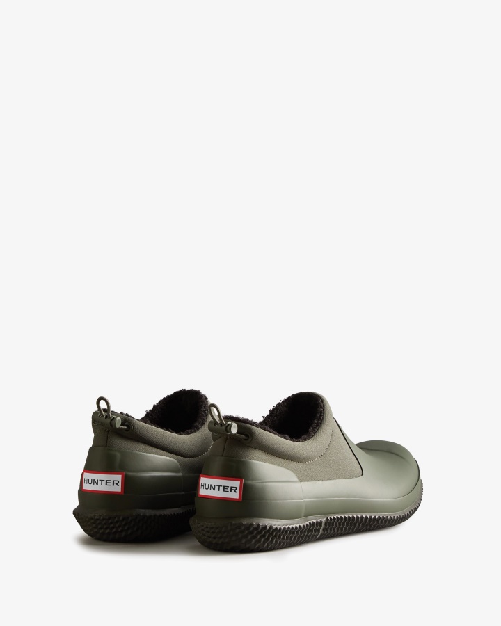 Hunter Męskie Ocieplane Wegańskie Buty Z Owczej Skóry Ciemna Oliwka